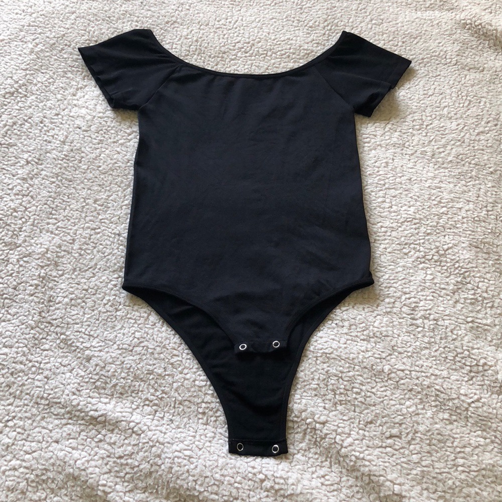 Black off the shoulder bodysuit